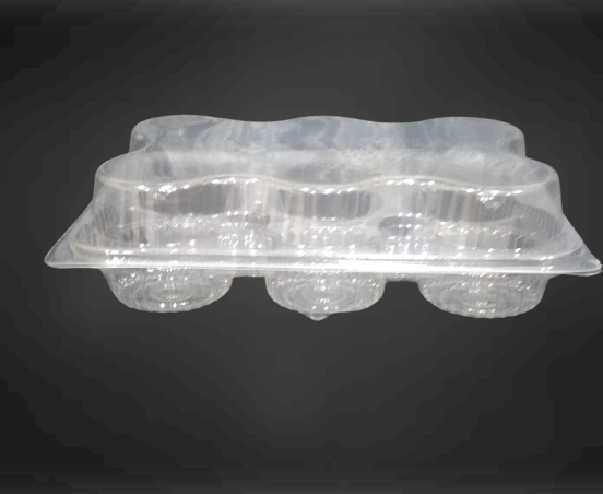 6 Compartment Clear Hinged High Dome Cupcake Container